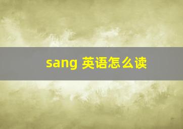 sang 英语怎么读